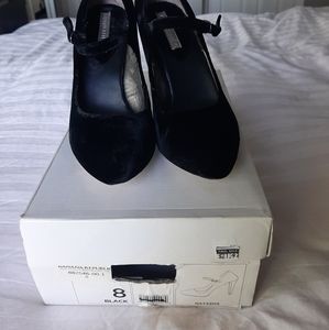 Banana Republic strap black velvet heels